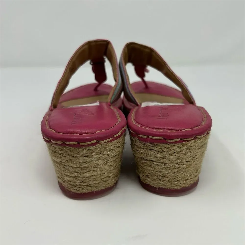 Born Women's Espadrille Wedge Slip On Thong Sandals Pink Size 8 Summer Casual - Picture 8 of 14
